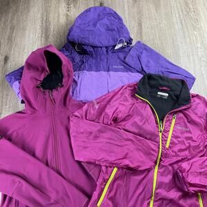 Lot Of 3 Marmot Jackets Rain Jacket Windbreaker Softshell Women's M Purple
